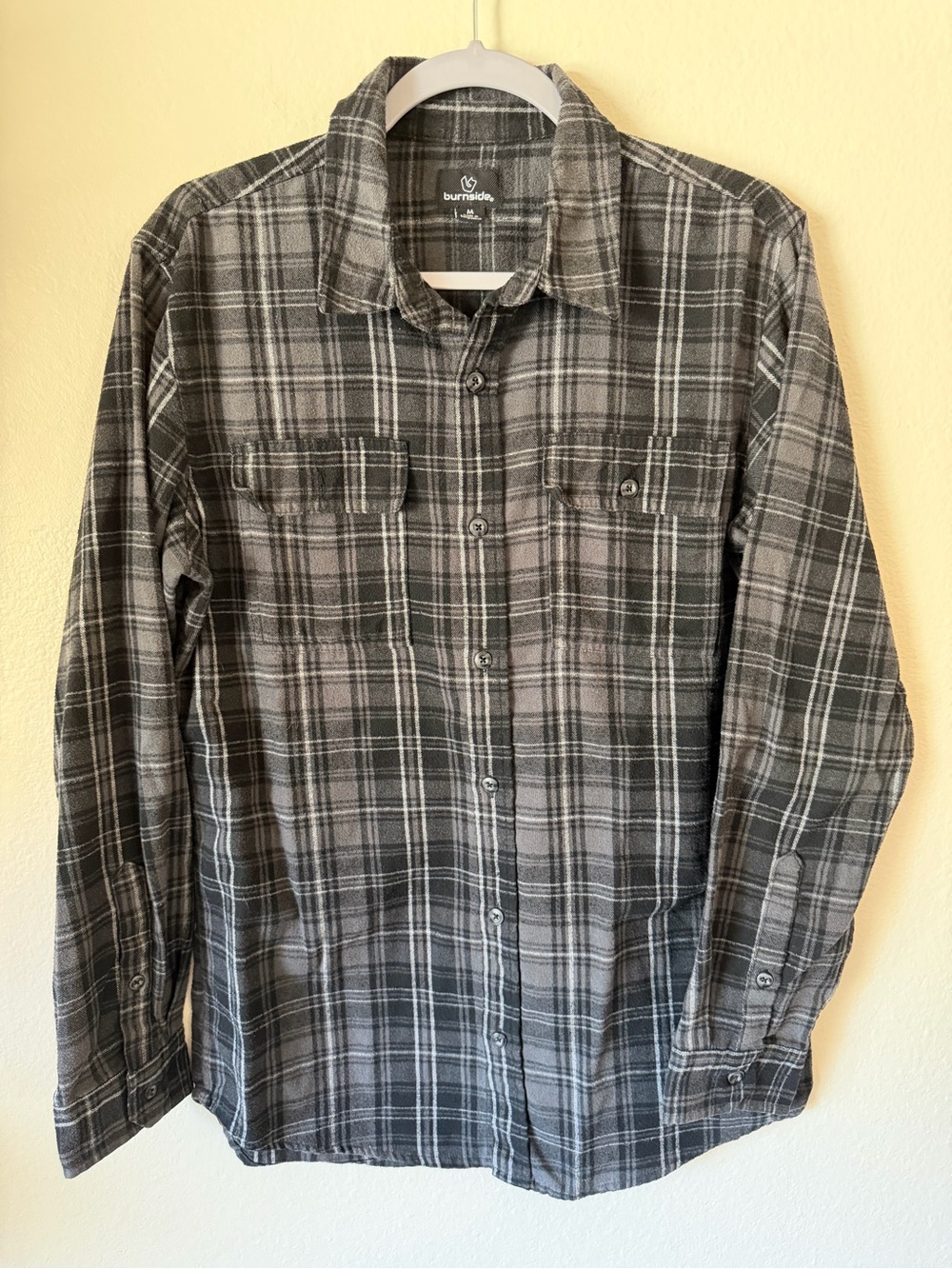 burnside Men’s Gray Plaid Button-Down Shirt